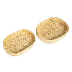 Household Essentials Natural Handwoven Nesting Oval Willow Tray Set