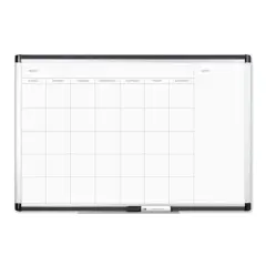 U Brands Silver 36" x 24" Aluminum Frame PINIT Magnetic Dry Erase Monthly Calendar Board