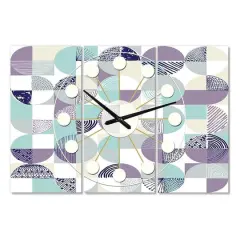 Designart Retro Geometric Design IV Oversized Mid-Century Modern Multipanel Wall Clock