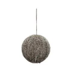 Hello Honey&reg; 6" Snow Finish Brown Textured Plastic Ball Ornament