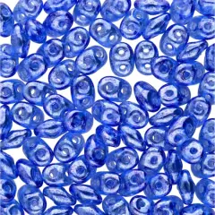 Superduo Two-Hole Czech Glass Beads Sapphire White Luster