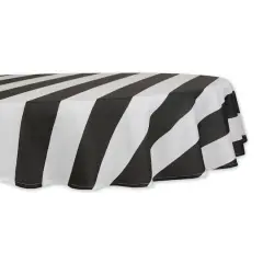 Black Cabana Stripe Print Outdoor Tablecloth, 60" Round