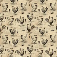 Springs Creative French Rooster Cream Stencil Cotton Fabric