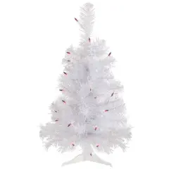 2ft. Pre-Lit White Rockport Pine Artificial Christmas Tree, Purple Lights