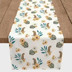 72" Tropical Jag Cotton Twill Runner White