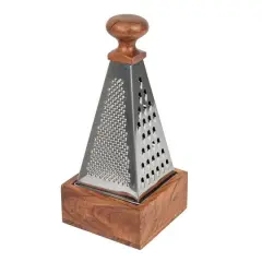 Hello Honey&reg; 7" Handheld Stainless Steel Grater with Acacia Wood Handle & Square Base