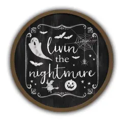 Livin the Nightmare Round Framed Print Brown