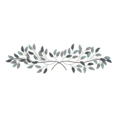 Blue Metal Leaves Wall Decoration
