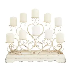 White Iron French Country Candelabra, 18" x 23" x 8"