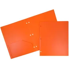 JAM Paper 3-Hole Heavy Duty Plastic Pocket Folder, 6ct. Orange