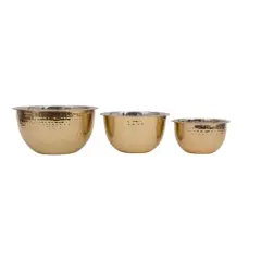 Hello Honey&reg; Hammered Metallic Stainless Steel Bowls Set Gold