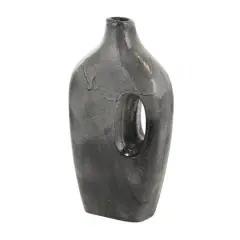 Gray Paper Mache Marble Inspired Decorative Vase with Cutout Handle