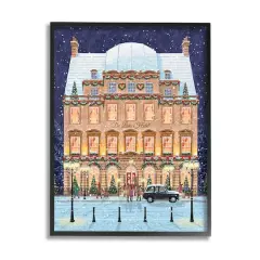 Stupell Industries Winter Hotel Christmas Festival Framed Giclee Art Black