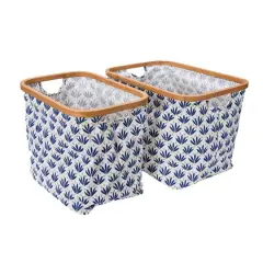 Household Essentials Krush Bamboo Rimmed Basket Set Blue