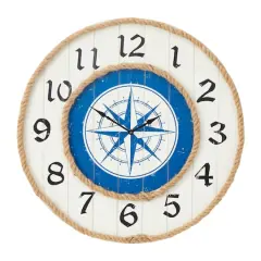 Blue MDF Nautical Wall Clock 24" x 24" x 2"