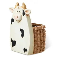 Glitzhome&reg; 13" Cute Cow Statue Planter