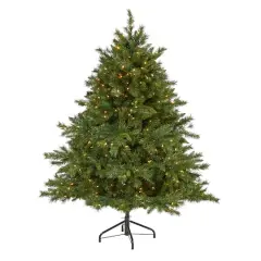 6ft. Pre-Lit Wyoming Mixed Pine Artificial Christmas Tree, Clear LED Lights