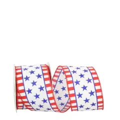 The Ribbon Roll 2.5" x 10yd. Wired Star & Stripe Struck Ribbon