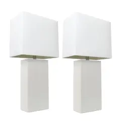 Elegant Designs&trade; 2 Pack Leather Table Lamps with White Shades
