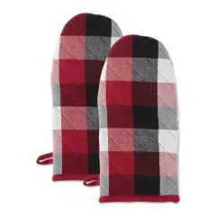 DII&reg; Tri Color Check Oven Mitts, 2ct. Cardinal Red