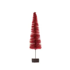 Hello Honey&reg; Berry Red Sisal Bottle Brush Tree with Wood Slice Base