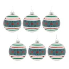 4" Stripe Patterened Glass Ball Ornaments, 6ct.