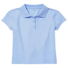 Galaxy by Harvic Short Sleeve Stretch Girl&rsquo;s Pique Polo Shirt Light Blue