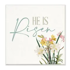 Stupell Industries He Is Risen Religious Easter Holiday Flower Blossoms Wall Plaque Art