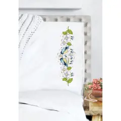 Tobin Blue Birds Stamped For Embroidery Pillowcase Set