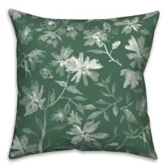 Delicate Floral Print Throw Pillow Green