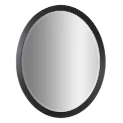 Classic Black Oval Metal Framed Beveled Vanity Wall Mirror - 23" x 29"