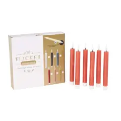 8" Flameless Wax Candles with Remote Control, 6ct. Red