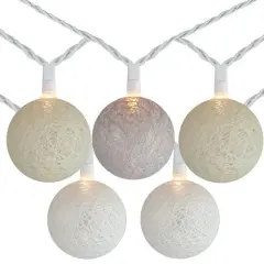 10ct. Neutral Tone Yarn Ball Patio Globe Lights