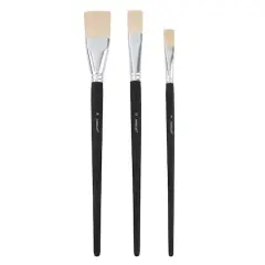 Flat White Taklon 3 Piece Long Handle Oil & Acrylic Brush Set by Artist's Loft&reg;