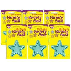 Trend I Heart Metal Stars Mini Accents Variety Pack, 6 Packs of 36