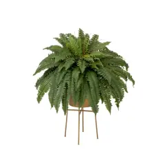 32" Artificial Boston Fern Plant with Metal Planter with Stand