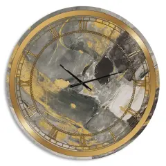 Designart Marble Gold and Black II Glam Wall Clock