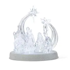 Glitzhome&reg; 9" Christmas Lighted Acrylic Tabletop Nativity Scene Figurine