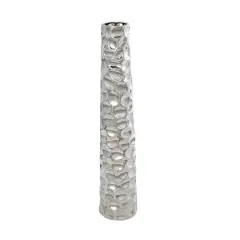 3ft. Silver Ceramic Geometric Bubble Vase with Concaved Circles