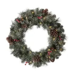 Glitzhome&reg; 24" LED Glittered Pinecone Christmas Wreath