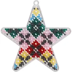 Wonderland Crafts Fair Isle Plaid Star Ornament Bead Embroidery on Plastic Kit