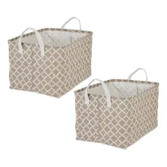 DII&reg; Extra Large Lattice PE-Coated Cotton Polyester Laundry Bin, 2ct. Stone