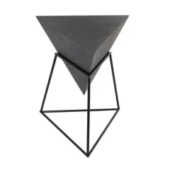 24" Metal Modern Accent Table Black on Black