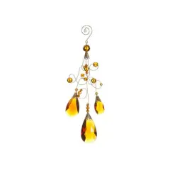 Amber And Gold Beaded Teardrop Ornament