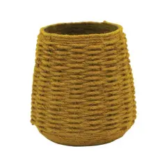 Hello Honey&reg; 5.5" Mustard Hand-Woven Jute & Glass Votive Candle Holder