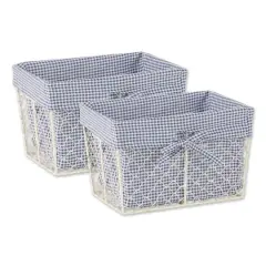 DII&reg; Medium Antique White Chicken Wire Basket with French Blue & White Gingham Check Liner, 2ct.