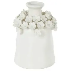 9" White Flower Decorative Ceramic Vase