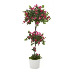 5ft. Bougainvillea Topiary Tree in White Tin Planter