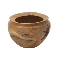 13" Natural Brown Wood Decorative Bowl