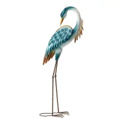 Glitzhome&reg; 38.5" Metal Standing Crane Garden Statue with Stakes